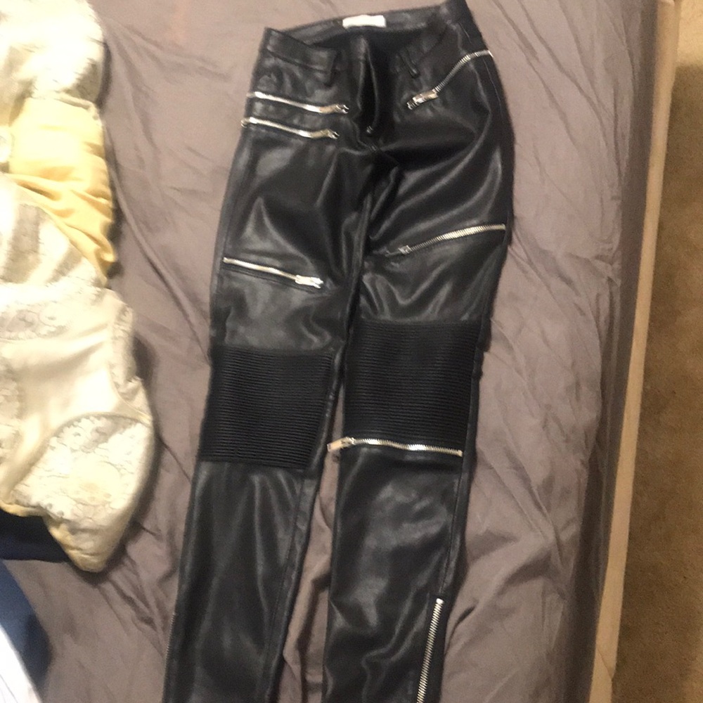 Motocycle zippered faux leather